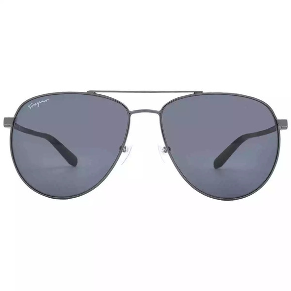 NWT Salvatore Ferragamo SF157S Dark Gunmetal Aviator 60mm Sunglasses